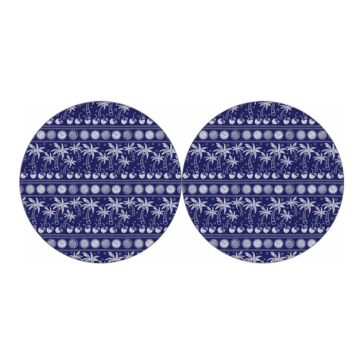 Blue Summer Coconut Pattern Print Car Coasters