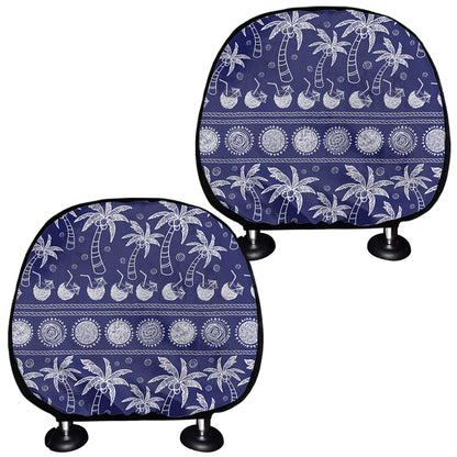 Blue Summer Coconut Pattern Print Car Headrest Covers