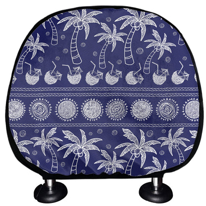 Blue Summer Coconut Pattern Print Car Headrest Covers