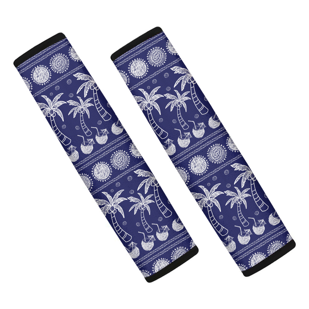 Blue Summer Coconut Pattern Print Car Seat Belt Covers