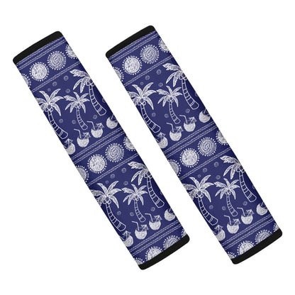 Blue Summer Coconut Pattern Print Car Seat Belt Covers