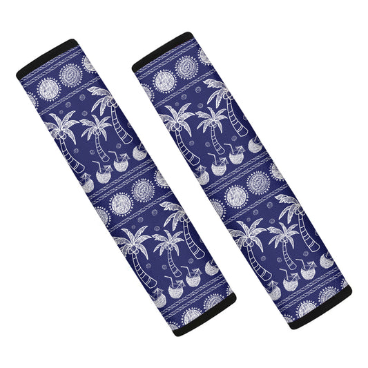 Blue Summer Coconut Pattern Print Car Seat Belt Covers