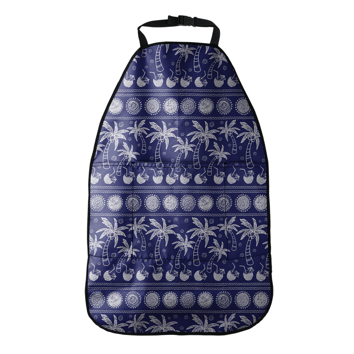 Blue Summer Coconut Pattern Print Car Seat Organizers