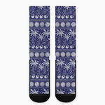 Blue Summer Coconut Pattern Print Crew Socks