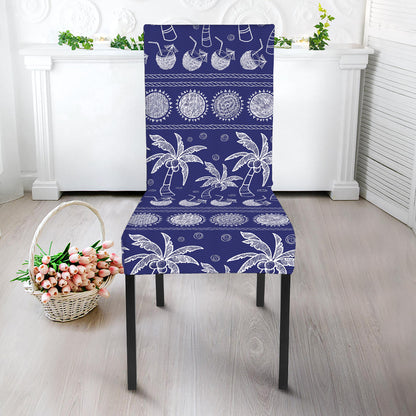 Blue Summer Coconut Pattern Print Dining Chair Slipcover