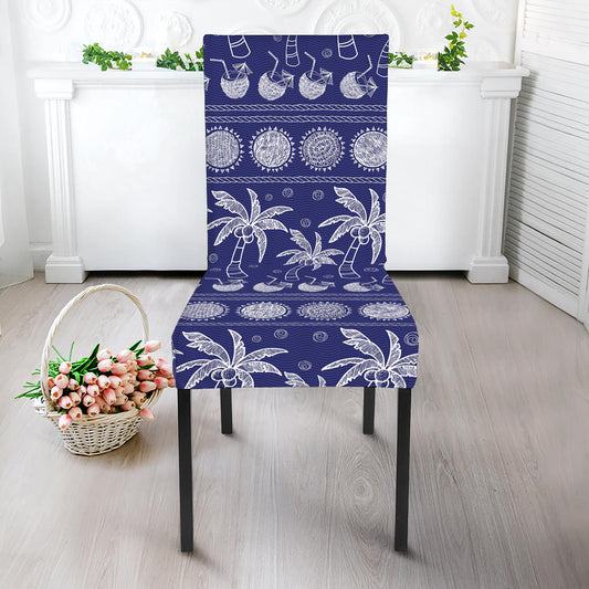 Blue Summer Coconut Pattern Print Dining Chair Slipcover