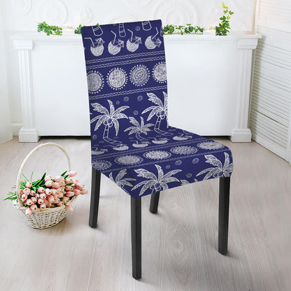 Blue Summer Coconut Pattern Print Dining Chair Slipcover
