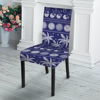 Blue Summer Coconut Pattern Print Dining Chair Slipcover