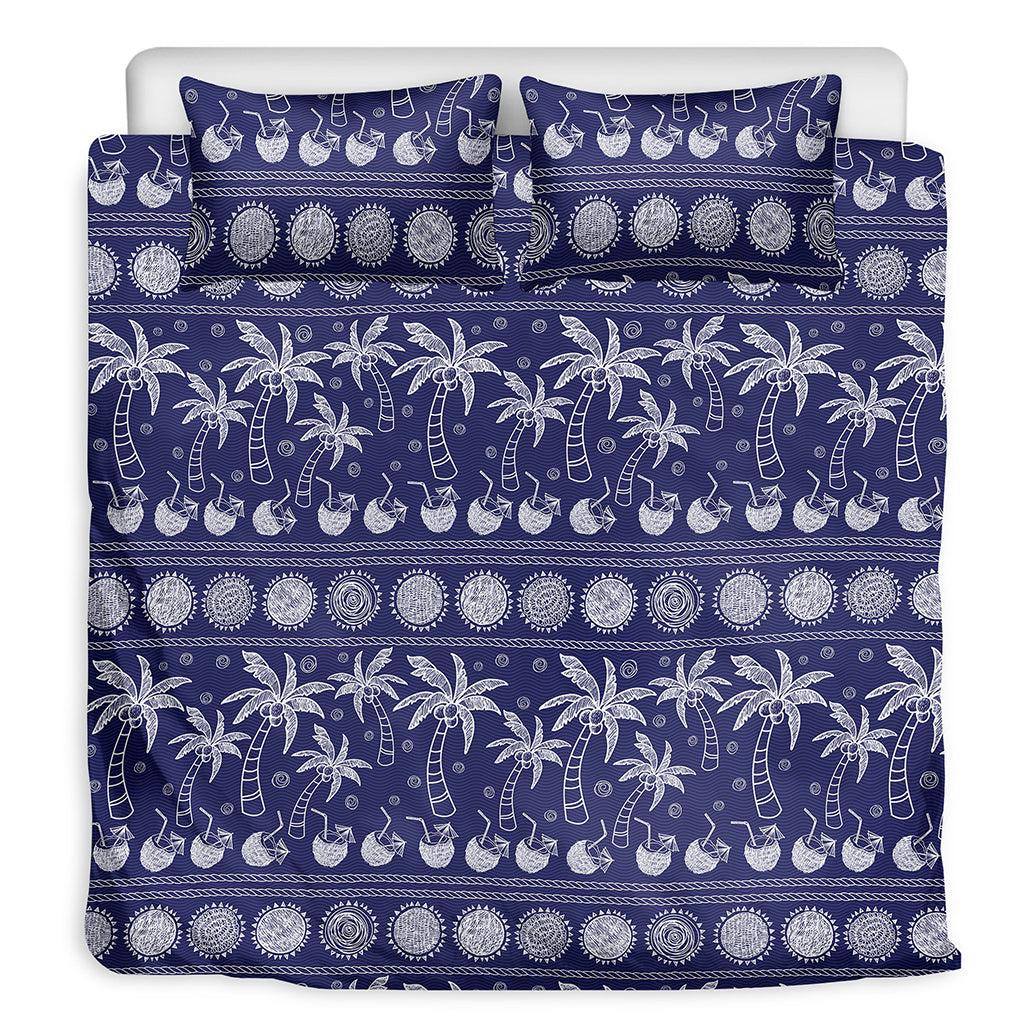 Blue Summer Coconut Pattern Print Duvet Cover Bedding Set