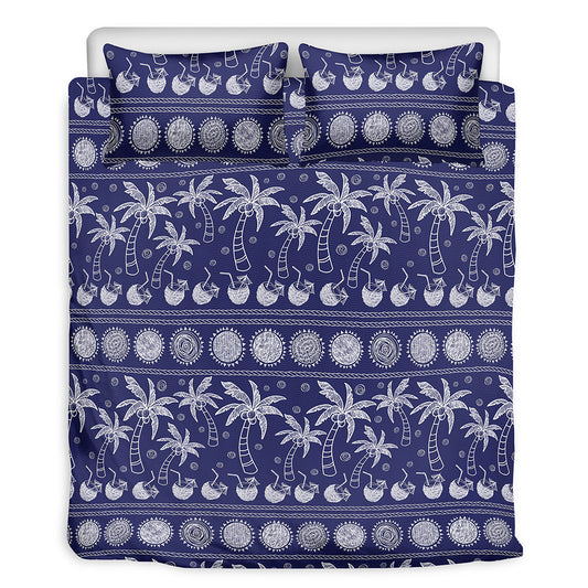 Blue Summer Coconut Pattern Print Duvet Cover Bedding Set