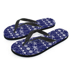 Blue Summer Coconut Pattern Print Flip Flops