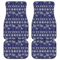 Blue Summer Coconut Pattern Print Front and Back Car Floor Mats