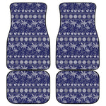 Blue Summer Coconut Pattern Print Front and Back Car Floor Mats