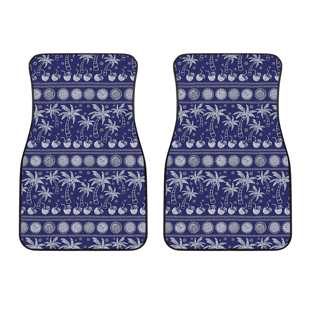 Blue Summer Coconut Pattern Print Front Car Floor Mats