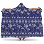 Blue Summer Coconut Pattern Print Hooded Blanket