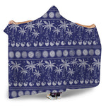 Blue Summer Coconut Pattern Print Hooded Blanket