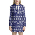 Blue Summer Coconut Pattern Print Pullover Hoodie Dress