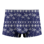 Blue Summer Coconut Pattern Print Men's Boxer Briefs