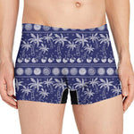 Blue Summer Coconut Pattern Print Men's Boxer Briefs