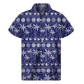 Blue Summer Coconut Pattern Print Men's Short Sleeve Shirt