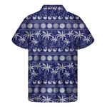 Blue Summer Coconut Pattern Print Men's Short Sleeve Shirt