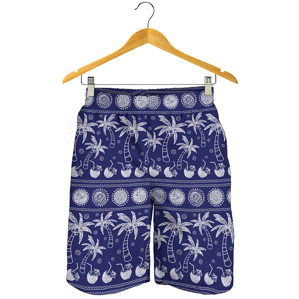 Blue Summer Coconut Pattern Print Men's Shorts