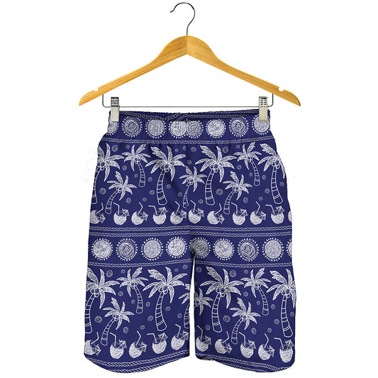 Blue Summer Coconut Pattern Print Men's Shorts