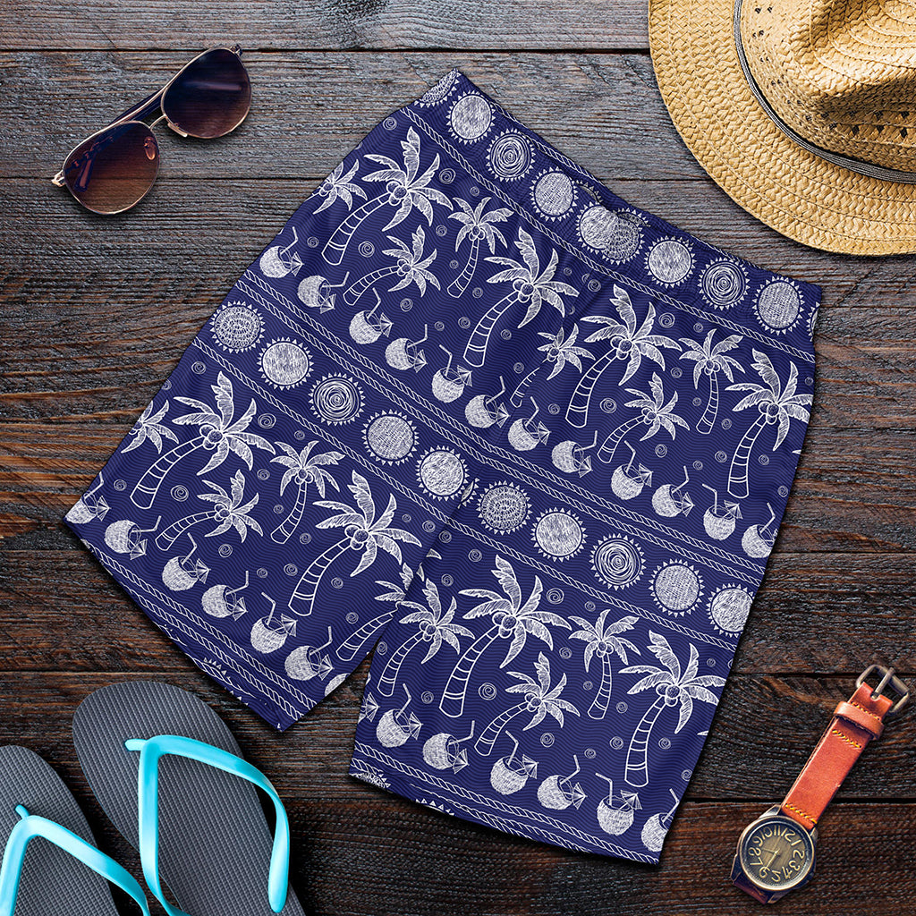 Blue Summer Coconut Pattern Print Men's Shorts