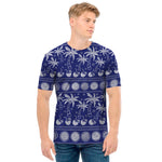 Blue Summer Coconut Pattern Print Men's T-Shirt
