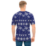 Blue Summer Coconut Pattern Print Men's T-Shirt