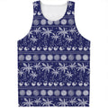 Blue Summer Coconut Pattern Print Men's Tank Top