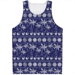 Blue Summer Coconut Pattern Print Men's Tank Top