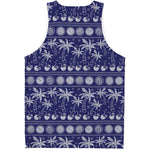 Blue Summer Coconut Pattern Print Men's Tank Top