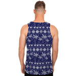 Blue Summer Coconut Pattern Print Men's Tank Top