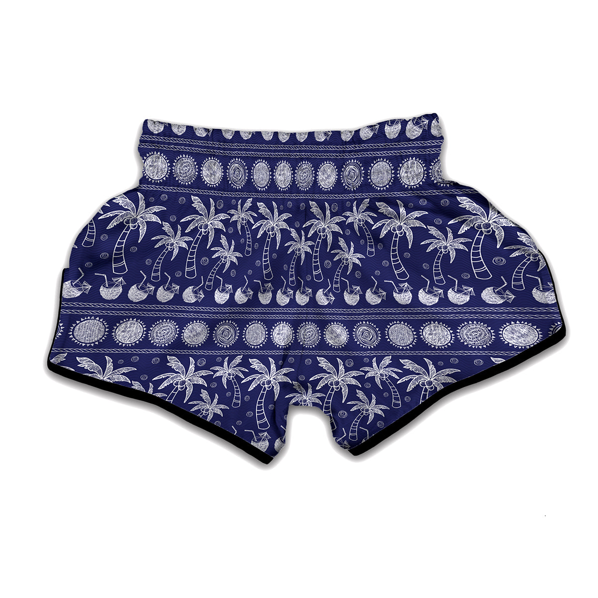 Blue Summer Coconut Pattern Print Muay Thai Boxing Shorts