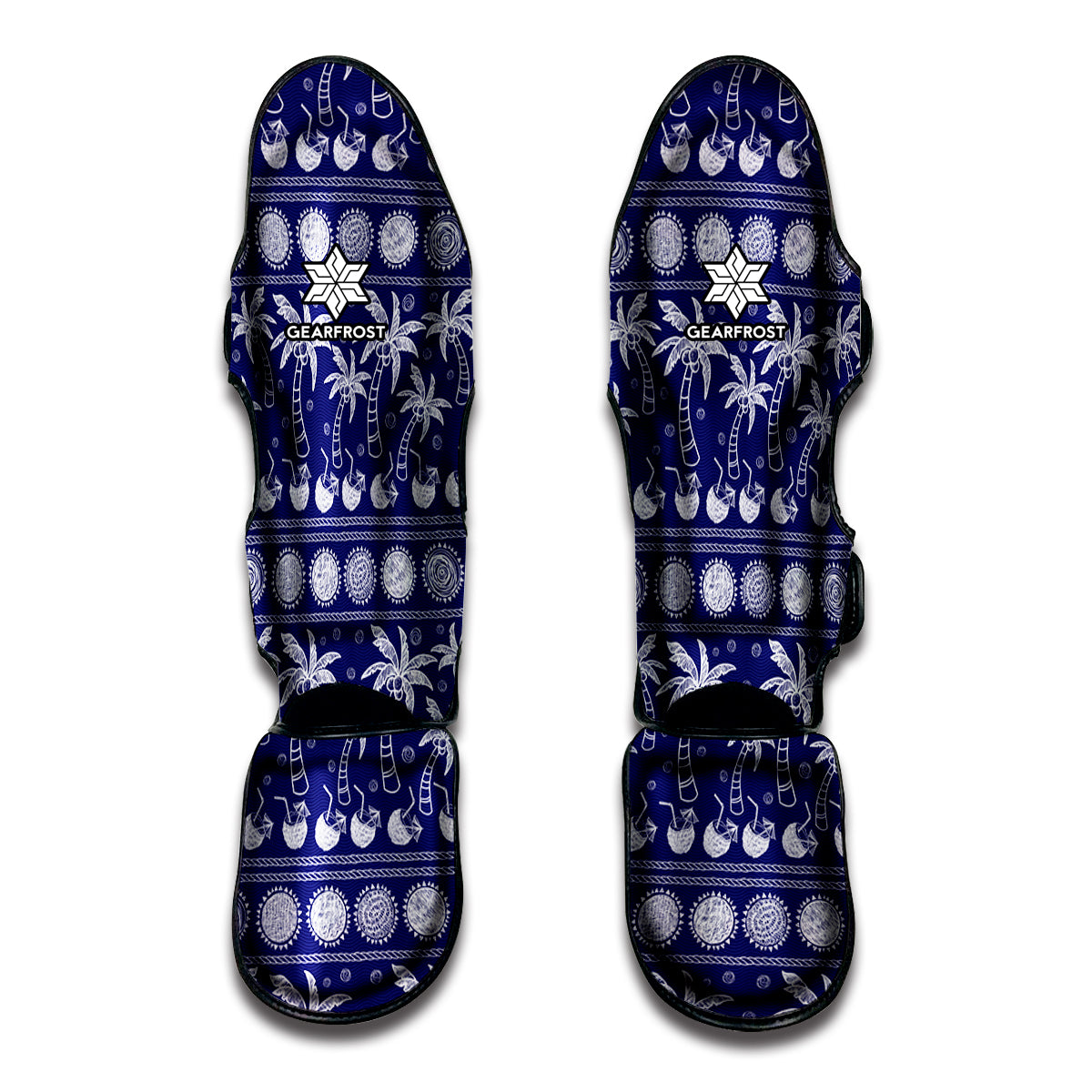 Blue Summer Coconut Pattern Print Muay Thai Shin Guard