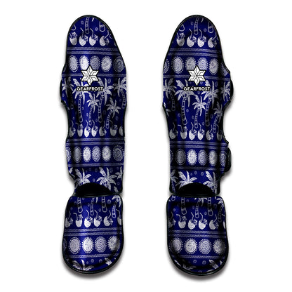 Blue Summer Coconut Pattern Print Muay Thai Shin Guard
