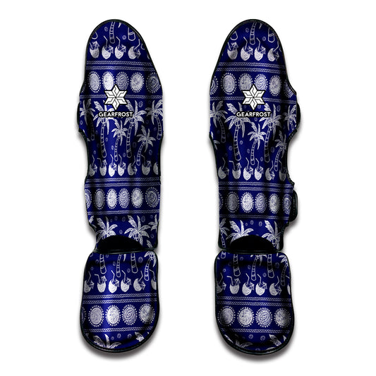 Blue Summer Coconut Pattern Print Muay Thai Shin Guard