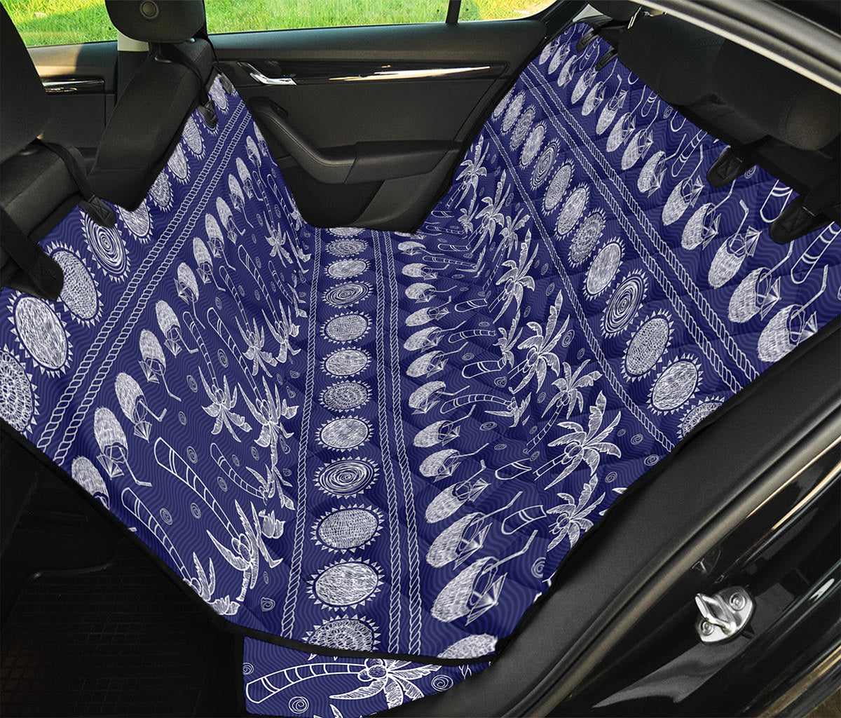 Blue Summer Coconut Pattern Print Pet Car Back Seat Cover