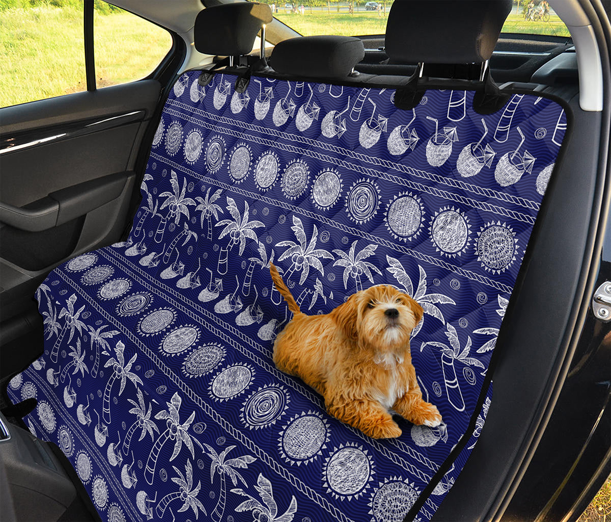 Blue Summer Coconut Pattern Print Pet Car Back Seat Cover
