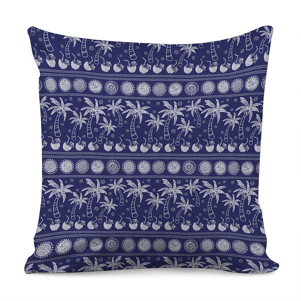 Blue Summer Coconut Pattern Print Pillow Cover