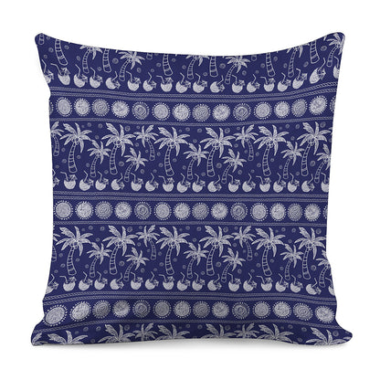 Blue Summer Coconut Pattern Print Pillow Cover