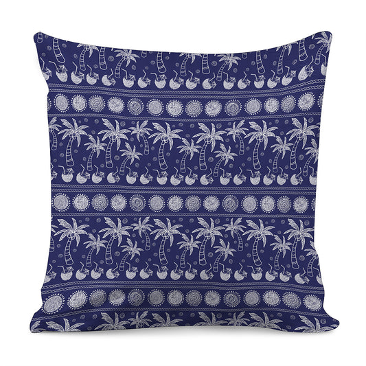 Blue Summer Coconut Pattern Print Pillow Cover