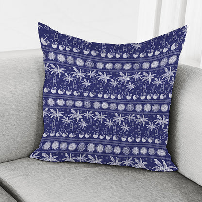 Blue Summer Coconut Pattern Print Pillow Cover