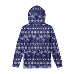 Blue Summer Coconut Pattern Print Pullover Hoodie