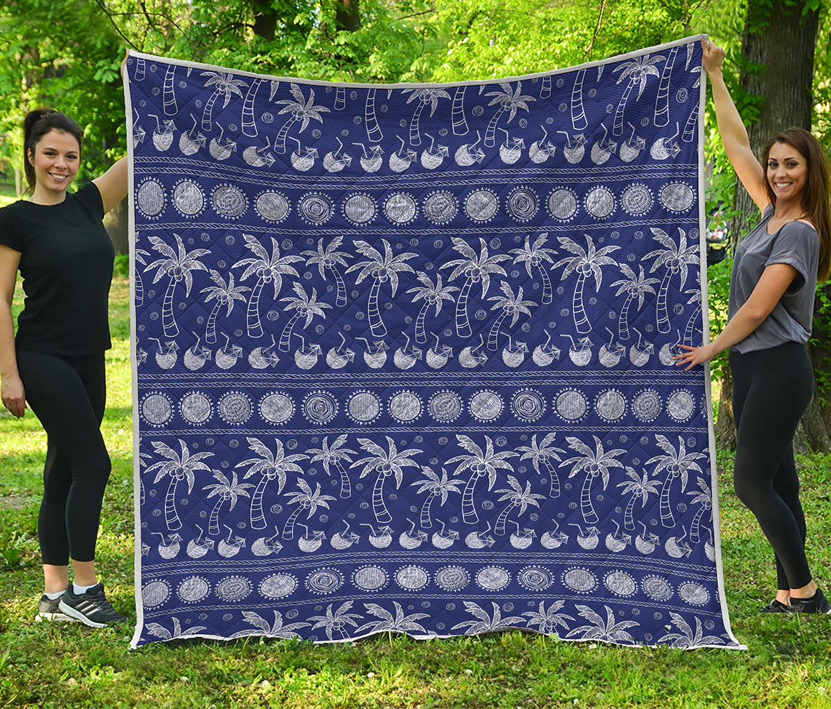 Blue Summer Coconut Pattern Print Quilt