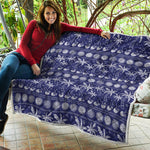 Blue Summer Coconut Pattern Print Quilt