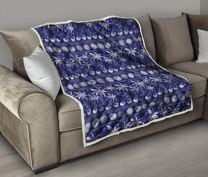 Blue Summer Coconut Pattern Print Quilt