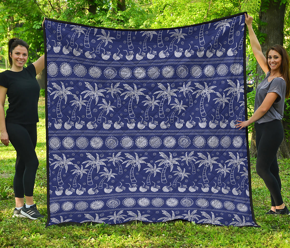 Blue Summer Coconut Pattern Print Quilt