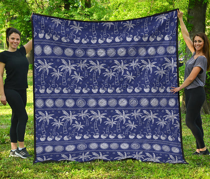 Blue Summer Coconut Pattern Print Quilt